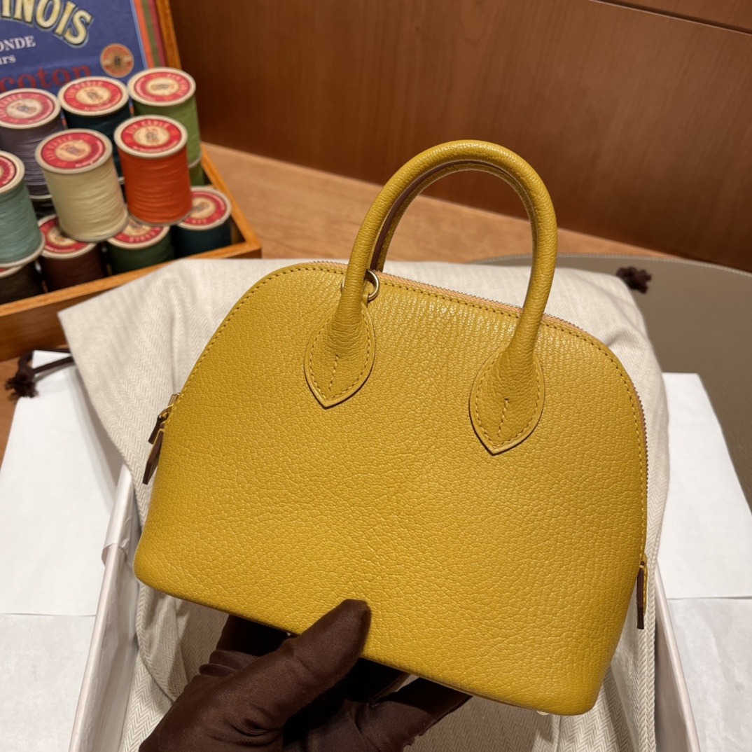 에르메스 미니 볼리드18 앰버 옐로우 금장 염소가죽